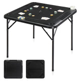 Ktaxon 35" Mahjong Table, Domino Folding Square Tables Set Suitable for Indoor Outdoor Game, Card Poker & Puzzle with 4 Cup Holder and Chip Trays, Adults, Black Ktaxon