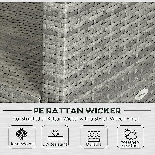Outsunny 4 Pieces Patio Furniture Sets with Cushions, PE Rattan Wicker Conversation Chairs with Two-Tier Coffee Table for Backyard Porch Garden Poolside and Deck, Gray Outsunny