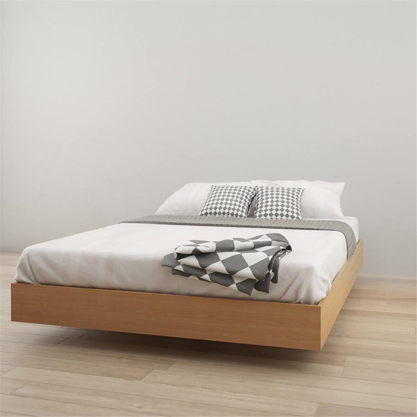 Nexera Floating Platform Bed Frame - Queen Size in Natural Maple - WoodArtSupply