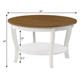 Convenience Concepts American Heritage Round Coffee Table with Shelf, Driftwood/White Convenience Concepts