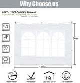 SCOCANOPY SideWall with Window for 10x10 Canopy Frame, 2 Pcs Sunwalls Only,White SCOCANOPY