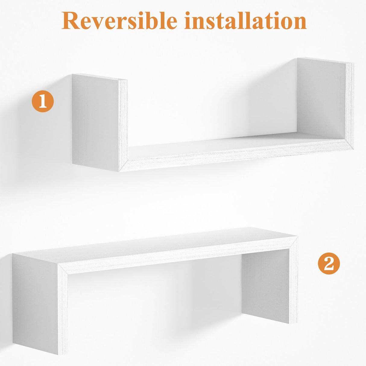 SRIWATANA Floating Shelves for Wall, Wall Shelves for Bathroom, Bedroom, Living Room, Kitchen, Office, Wood Shelves for Wall Decor Set of 5 (Washed White) SRIWATANA