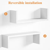 SRIWATANA Floating Shelves for Wall, Wall Shelves for Bathroom, Bedroom, Living Room, Kitchen, Office, Wood Shelves for Wall Decor Set of 5 (Washed White) SRIWATANA