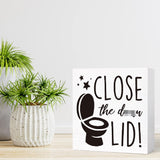 Funny Bathroom Wood Sign Close the Damn Lid Wood Block Sign for Bathroom Shelf Toilet Restroom Home Tabletop Desk Decor,Farmhouse Bathroom Wooden Box Sign SJNH