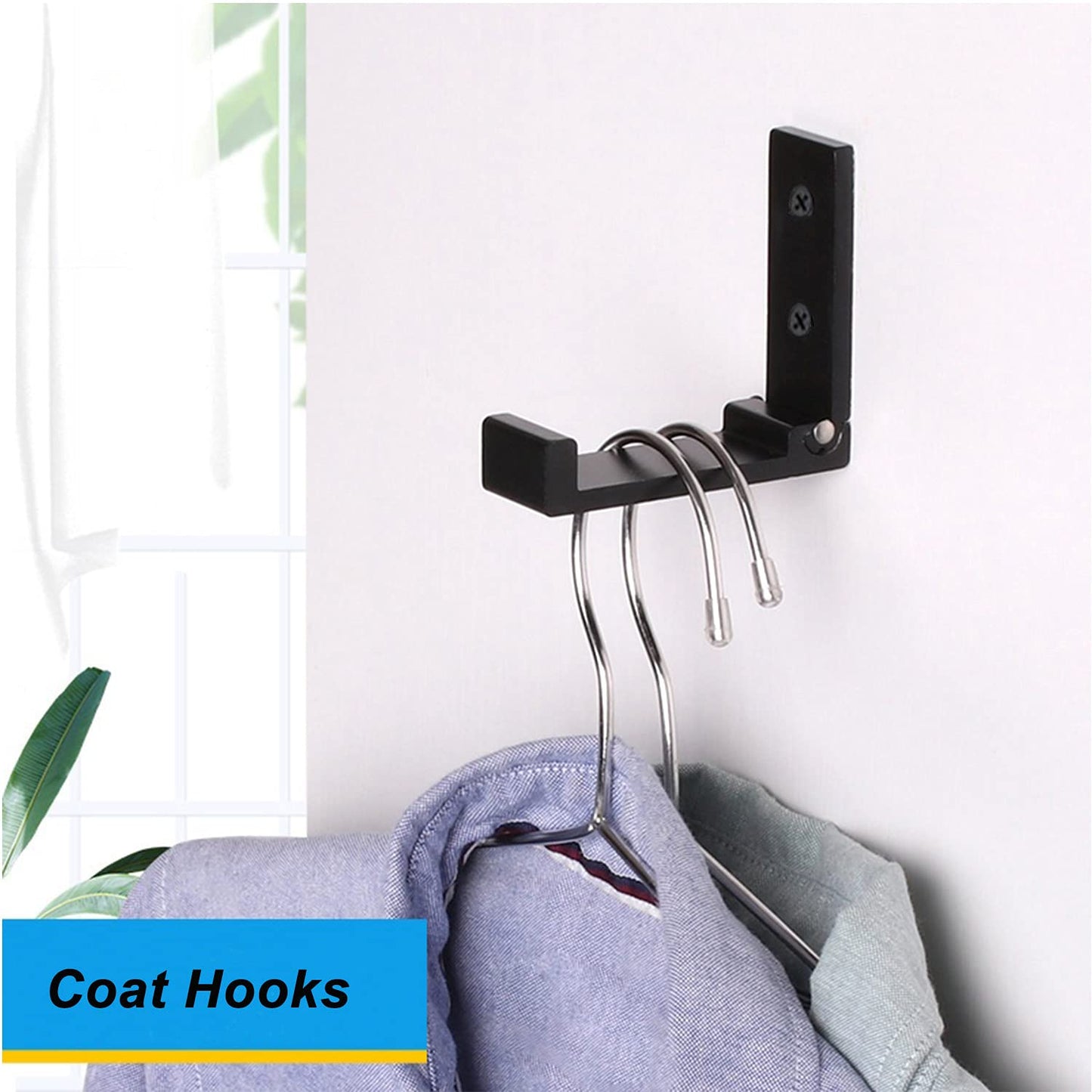 ZEYU Folding Coat Hooks, 5Pcs Wall Hooks for Hanging Coat Towel Hooks Hardware Heavy Duty Aluminum Alloy Headphone Holder No Rust Wall Mounted with Screws for Bags Fitness Equipment