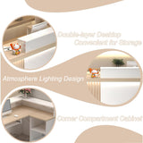 L Shaped Reception Desk with Counter, Office Front Desk Reception Counter with Lockable Drawer, Retail Checkout Modern Computer Workstation for Clothing Store Beauty Salon, SOHO, Shop Generic