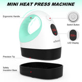 eSeedy Mini Heat Press Machine, 3 Heat Settings& Fast Heating, 15 Mins Auto-Off, Insulated Safety Base, Mini Iron for Crafting, T Shirts, Hats, Heating Transfer Projects(White Green) eSeedy
