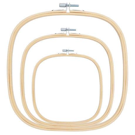 Caydo 3 Pieces 3 Sizes Square Embroidery Hoops Adjustable Circle Cross Stitch Hoop Embroidery Frames for Sewing, Needlework, DIY Embroidery Craft Caydo