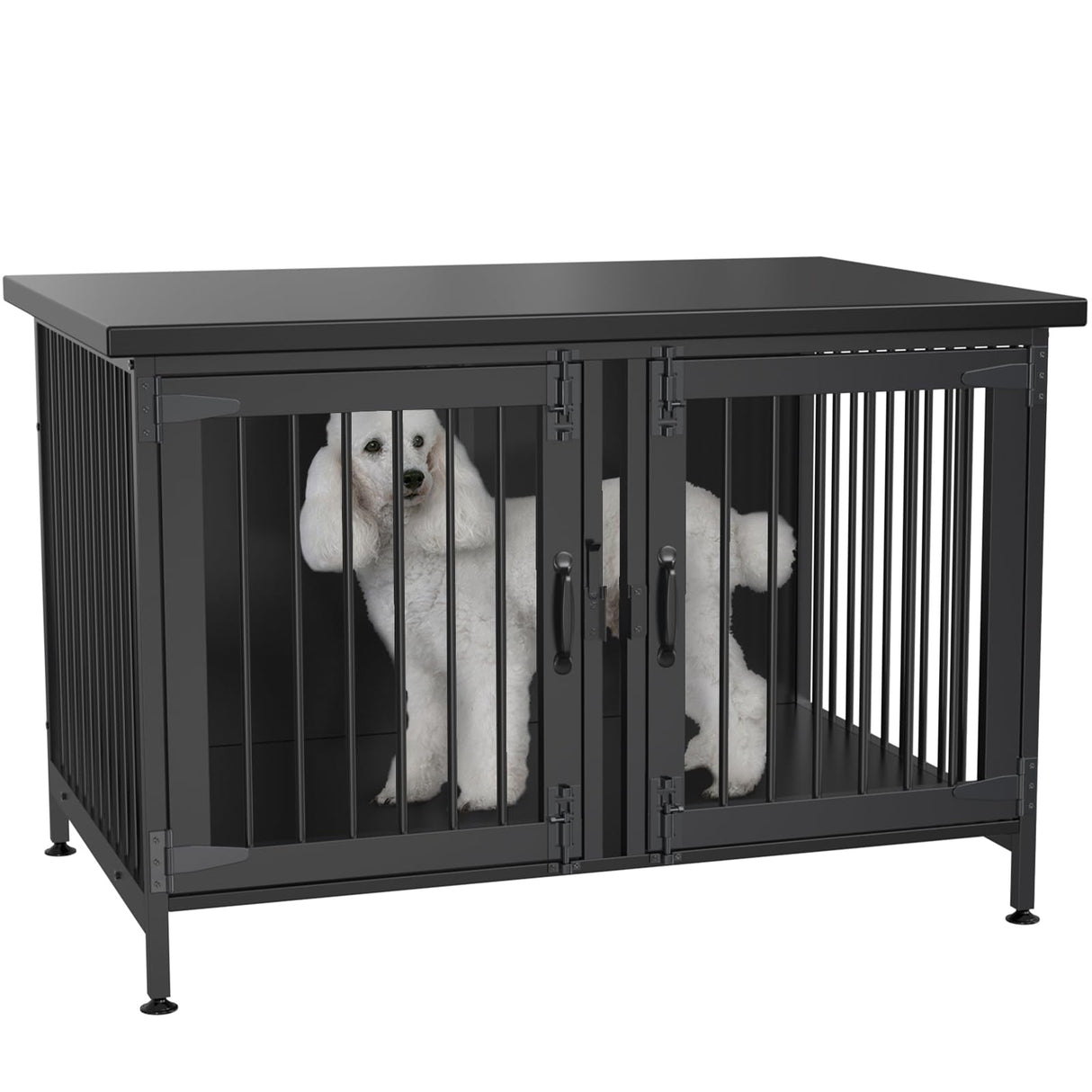 GDLF Double Dog Crate with Divider for 2 Small Dogs or 1 Dog, Furniture Style Kennel Indoor Cage with Removable Panel (Int.dims:36.2”Wx24.5”Dx21”H), Black GDLF