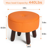 oakvivo 13in Small Foot Stool Ottoman, Round Faux Leather Foot Rest for Couch, Under Desk Pouf Footstool Footrest with Non-Skid Rubber Legs for Ling Room, Bedroom, 13''L x 13''W x 10.2''H, Orange oakvivo