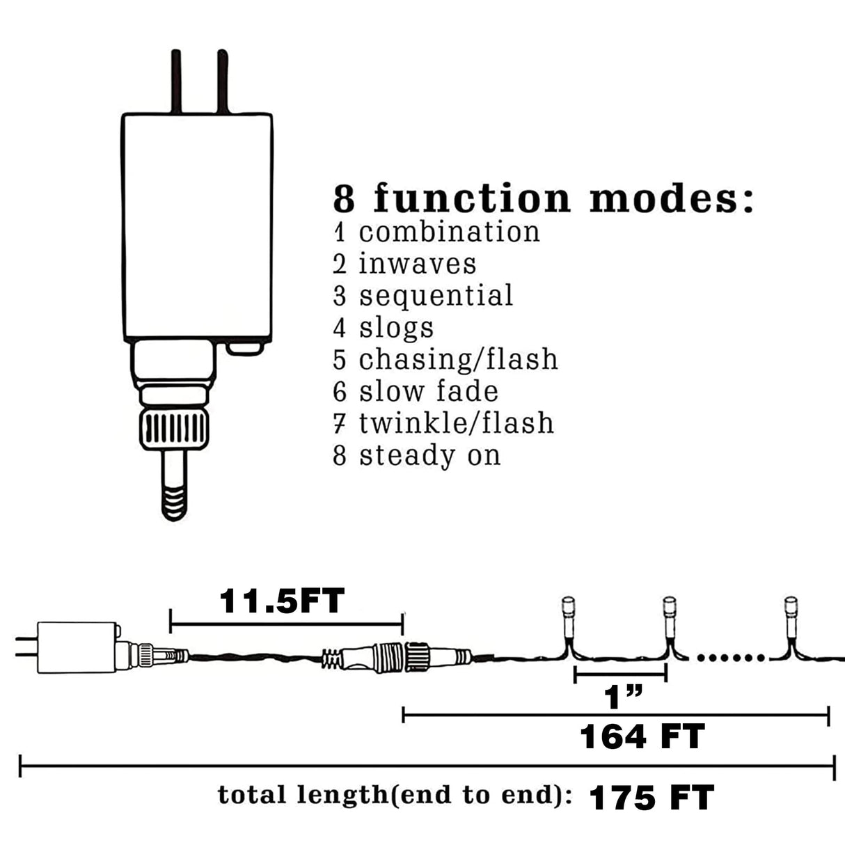Dazzle Bright Christmas String Lights, Connectable Waterproof String Lights Green Wire with 8 Modes, Christmas Decorations for Indoor Yard Garden (Warm White, 2000 LED) Dazzle Bright