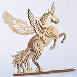 Bitopbi 3D Wooden Puzzles Animal Laser Engraving DIY Safe Assembly Constructor Kit Toy for Teens and Adults Unicorn Mechanical 3-D Models for Self-Assembly (D3 Unicorn) Bitopbi