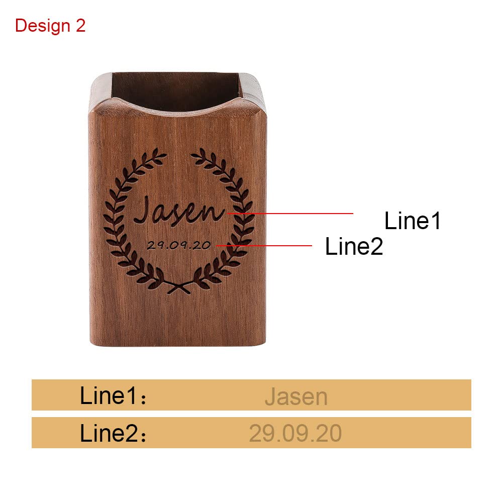 ANQIYI Personalized Wooden Pen Holder for Desk - Custom Name Pencil Pen Pot Stationary Organiser Supplies for School Home Office, Walnut Wood - WoodArtSupply