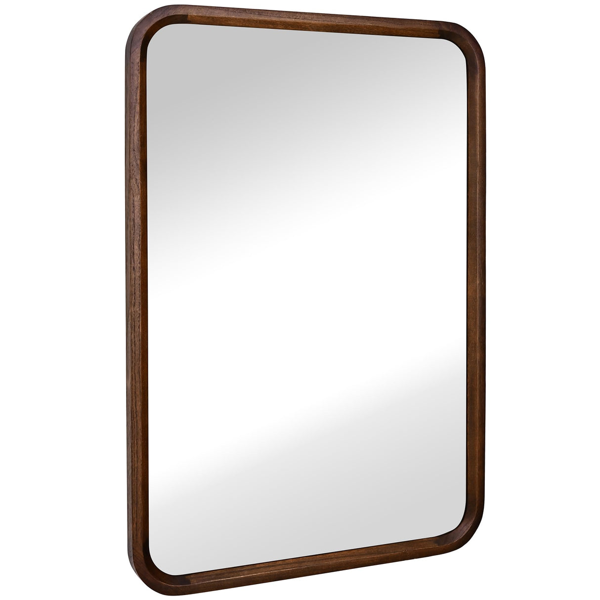 Wood Bathroom Mirror for Wall,Brown Rectangle 24 x 36 inch Hanging Vanity Tempered Mirrors with Rounded Corner for Living Room,Bedroom,Entryway (Walnut, 24x36 Inch) CULER