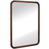 Wood Bathroom Mirror for Wall,Brown Rectangle 24 x 36 inch Hanging Vanity Tempered Mirrors with Rounded Corner for Living Room,Bedroom,Entryway (Walnut, 24x36 Inch) CULER