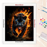 TAOPAOLAB Black Panther Paint by Numbers Kit for Adults - DIY Running Flaming Panther Painting on Canvas 16x20 Inches, Acrylic Paint Set, Suitable for Beginners, Fire Art for Home Decoration or Gifts TAOPAOLAB