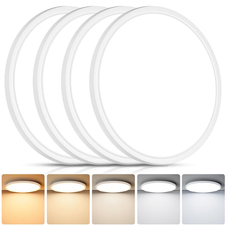 Brightever 4Pack LED Flush Mount Ceiling Light Fixture, 12 Inch 24W, Super Slim 0.67 Inch, 3200LM, Dimmable & 2700K-6500K 5 Color Selectable LED Ceiling Lights for Bedroom Brightever