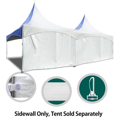 TentandTable 8' x 40' Premium Blockout Solid Sidewall Kit for High Peak Frame for Commercial Outdoor Party & Pop Up Canopy Tents, 16 oz PVC White Vinyl, Single Side Wall, Wall Only, Tent Not  - WoodArtSupply