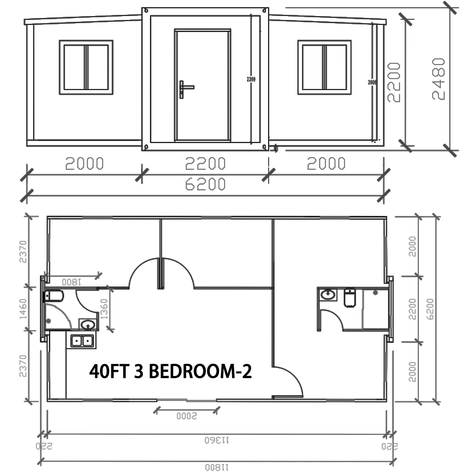 40 FT 3 Bedroom Foldable Expandable Container Prefab Home Tiny House to Live in for Adults Mobile Modular casa contenedor para Vivir Mini Live Houses for Sale,with Toilet Kitchen Bathroom - WoodArtSupply