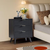 affeivul Mid-Century Modern 3 Drawer Dresser, 3 Drawer Dresser for Bedroom, Modern Storage Organizer Unit with Wood Legs, Small Dresser Cabinet Organizer Unit with Solid Wood Legs for Hallway (Black) affeivul