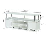 Convenience Concepts Designs2Go Monterey TV Stand with Cabinets and Shelves Home_Furniture_and_Decor, 47.25"L x 15.75"W x 21.25"H, White Convenience Concepts