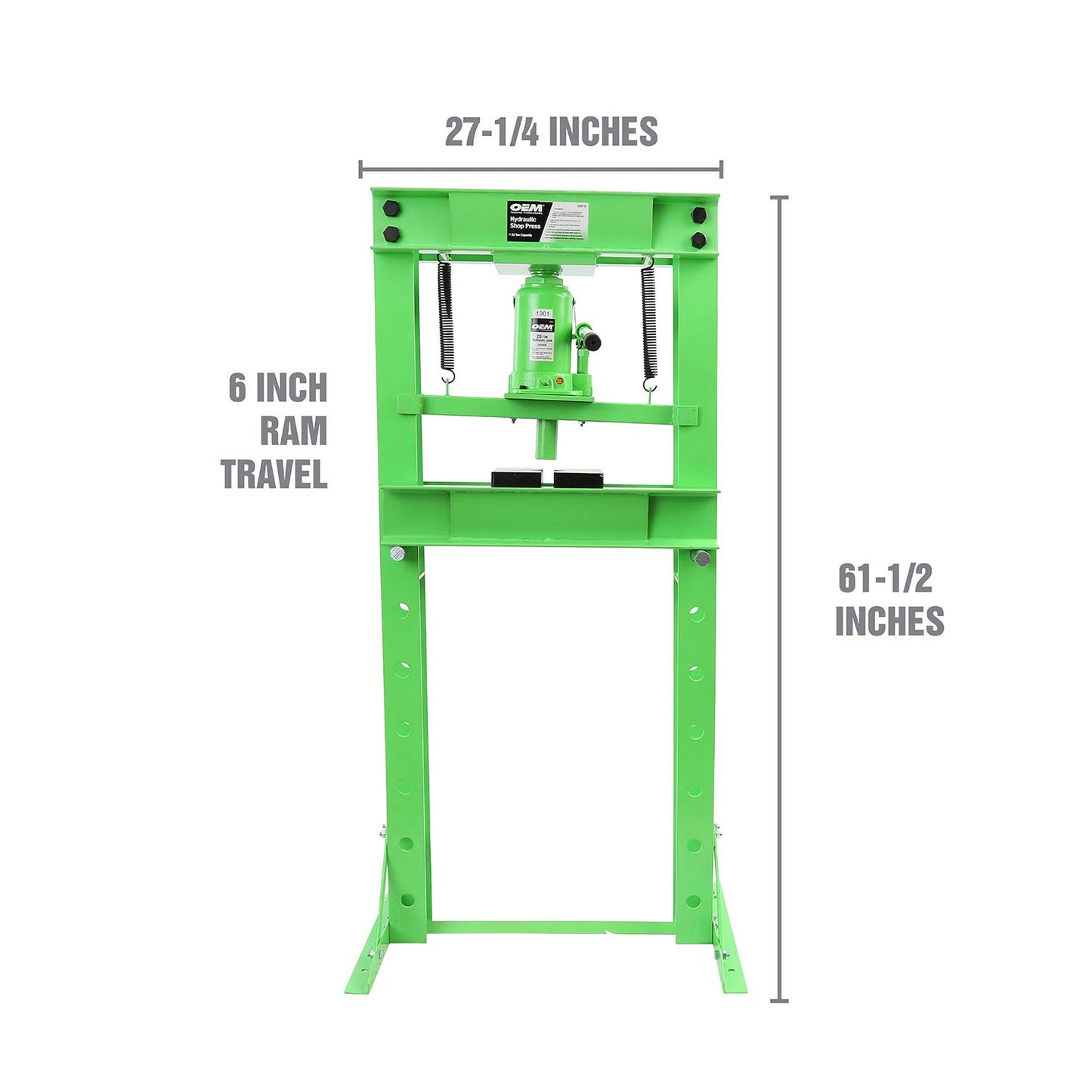 OEMTOOLS 24810 20 Ton Bottle Jack Shop Press, Bend, Straighten, or Press Parts, Install Bearings, U-Joints, Bushings, Ball Joints, and Pulleys - WoodArtSupply