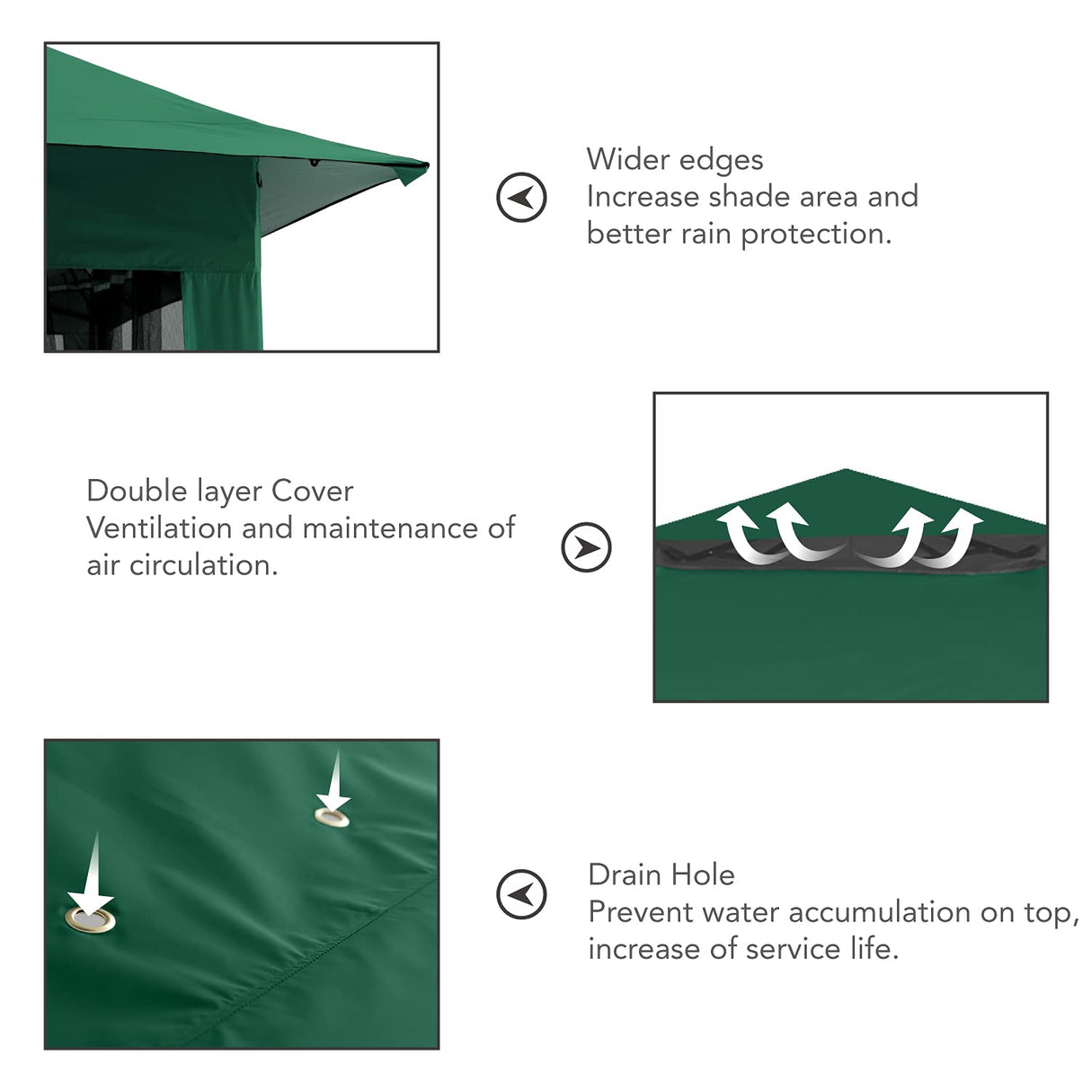 MASTERCANOPY Patio Gazebo Outdoor Pop Up Gazebo with Mesh Walls (Forest Green, 13x13) MASTERCANOPY