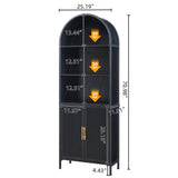 HUSHEDIFY Arched Bookcase Book Shelf with Doors, 5 Tier Tall Display Bookshelf Cabinet with Storage, Industrial Floor Standing Bookshelves Open bookcases for Home Office, Living Room(Black) HUSHEDIFY