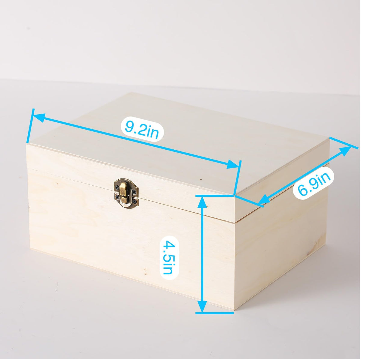 Xhqsulsclac 2 Pack Large Unfinished Wooden Box with Locking Clasp - 9.2x6.9x4.5 in-8.2X5.8X3.5in Natural Super Thick Poplar Box DIY Keepsake Wooden Box Xhqsulsclac