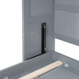 Ball & Cast Queen Size Murphy Bed with Top Storage Lockers and Metal Chain,Wood Hidden Closet Bed W/Slats Support,Space-Saving,Easy Assembly,for Bedroom,Guest Room,Home,Office,Gray Ball & Cast