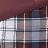Madison Park Essentials Parkston Plaid Comforter, Matching Sham, 3M Scotchguard Stain Release Cover, Hypoallergenic All Season Bedding-Set, Full/Queen, Red, 3 Piece Madison Park