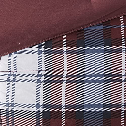 Madison Park Essentials Parkston Plaid Comforter, Matching Sham, 3M Scotchguard Stain Release Cover, Hypoallergenic All Season Bedding-Set, Twin/ Twin XL, Red, 2 Piece Madison Park