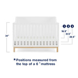 GAP babyGap Oxford 6-in-1 Convertible Crib - Greenguard Gold Certified, Bianca White/Natural Delta Children