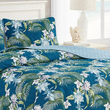 Tommy Bahama - King Quilt Set, Reversible Cotton Bedding with Matching Shams, Medium Weight, Oeko-Tex Certified (Southern Breeze Dark Blue) Tommy Bahama