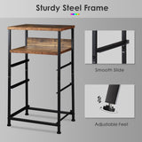 YeTom Nightstand with Charging Station, LED Night Stand with Drawers (Fabric), Bedside Table with Open Shelf, End Table with Steel Frame, 3 Drawer Dresser for Bedroom, Small Space, Rustic Brown YeTom