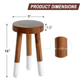JOLLYMER Teak 9” Round Plant Stand |Wood Counter Stool |Dip Dyed Wood Plant Stand, Riser |Wood Accent Stool ||Accent Table |Side Table | (16" Tall(1 Pack)) JOLLYMER