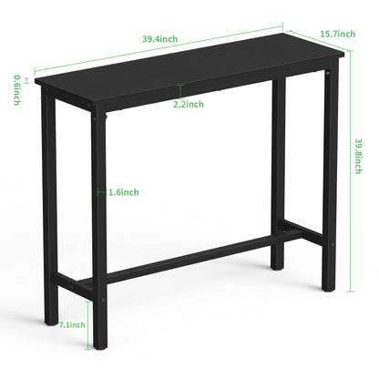 Sturdy Black High Top Bar Table by Mr IRONSTONE - Sleek Design for Narrow Spaces