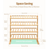 Varhomax Bamboo Shoe Rack 4 Tier, Thick Wooden Free Standing Shoe Shelf Organizer for Closet and Entryway, Sturdy & Versatile Holder for Small Spaces Varhomax