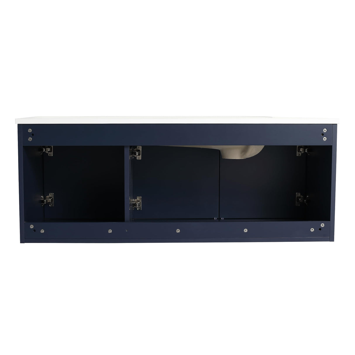 Malwee 48 Inch Floating Bathroom Vanity with Sink, 48'' Single Sink Wall Mounted Bathroom Vanity, with 3 Doors and White Waterdrop Gel Coat Basin (058-48 * 18, NBL) Malwee