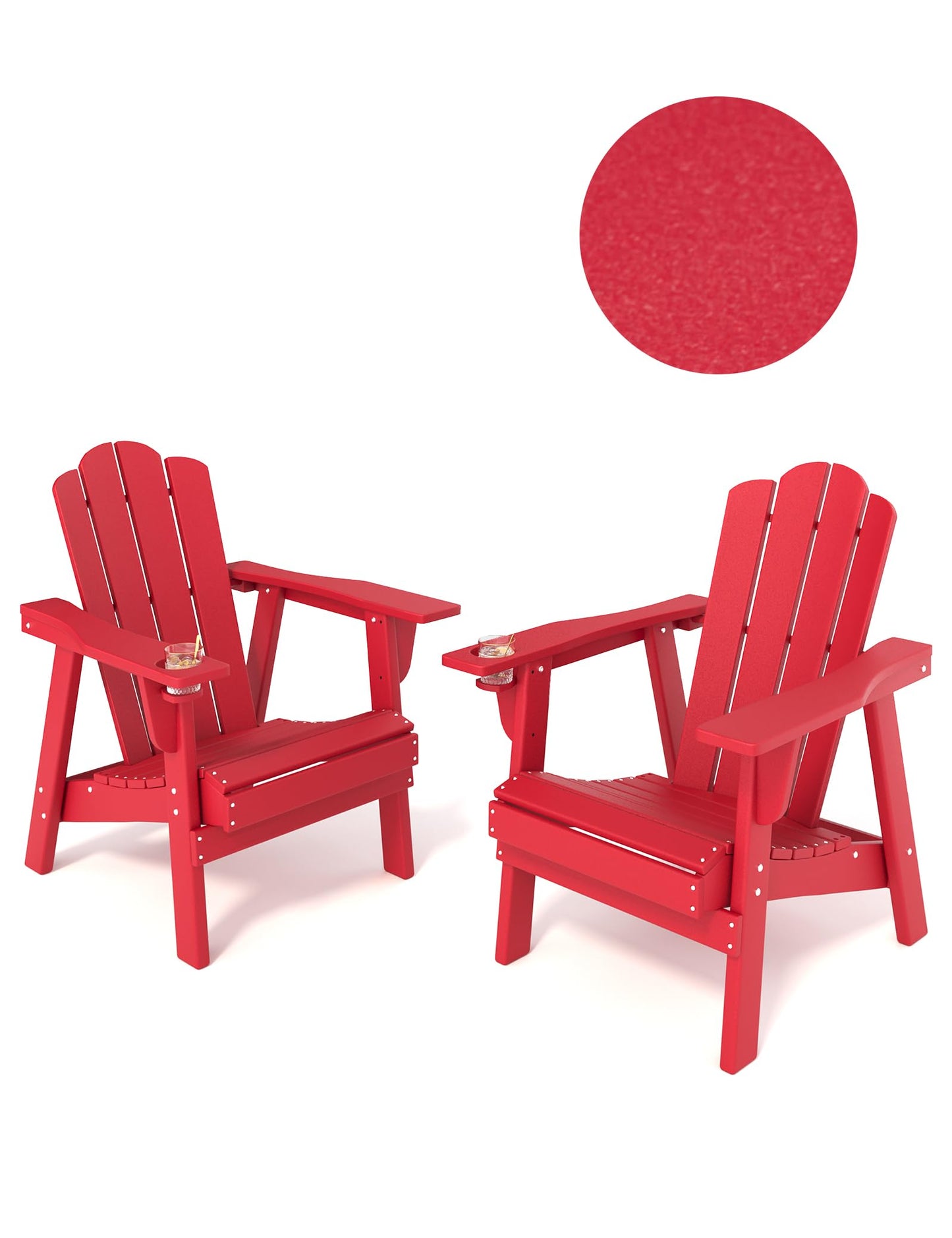 BUPPLEE Adirondack Chair - Durable HDPE Poly Lumber All-Weather Resistant, Oversized Balcony Porch Patio Outdoor Chair for Lawn, Backyard, Deck, Garden, Camping - Easy Installation, Red