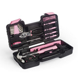 39-Piece General Tool Set-Essential Household Hand Tool Kit with Portable Toolbox Storage Case（Pink—Level Ruler）） KOFOT