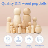 Wood Peg Dolls, 3.5 Inch Large Mom/Angel Shape Wooden Peg People, Pack of 10 Wooden Dolls for Play, Strong Birch Wooden People Figures, Peg Dolls Unfinished, Wooden Pegs for Crafts Woodpeckers