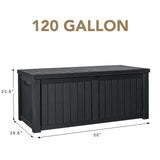 Devoko 120 Gallon Resin Deck Box Waterproof Indoor Outdoor Storage Box Lockable Large Storage Container for Patio Furniture Cushions, Pool Toys and Garden Tools Devoko