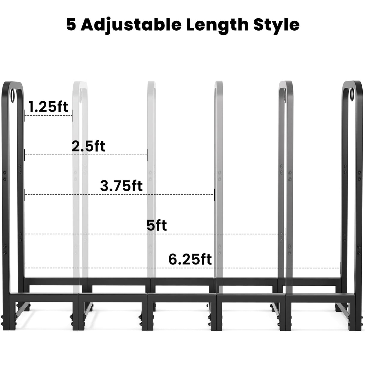 AMAGABELI GARDEN & HOME 6ft Firewood Log Rack Outdoor Log Holder for Fireplace Heavy Duty Wood Stacker Pit for Patio Logs Storage Steel Tubular Wood Pile Rack Tool Accessories Black AMAGABELI GARDEN & HOME