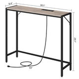 MAHANCRIS Console Table with Power Station, 30.1” Entryway Table, Behind Sofa Table, Industrial Style, Outlets and USB Ports, Sturdy, for Living Room, Entryway, Foyer, Corridor, Greige CTHG76E01 MAHANCRIS