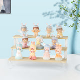 BYCY 2pcs Wooden Display Riser Stand,3 Tier Counter Shelf Spice Rack Organizer for Perfume Makeup and Dolls Collection, Step Ladder Cupcake Risers for Desserts Candies Craft Figurines (3T2P-M) BYCY