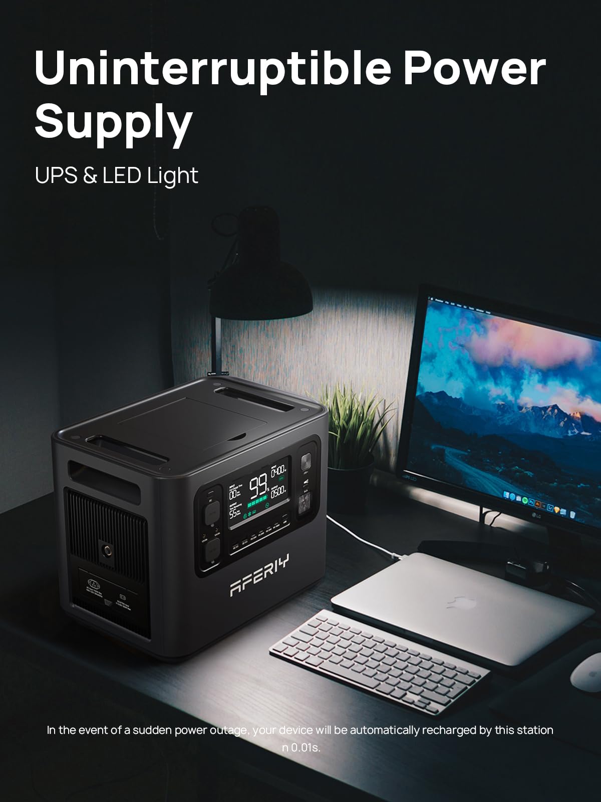 AFERIY Portable Power Station 2400W / 2048Wh Power Station LiFePO4 Battery, Quick Charge in 1.5H, 6 AC Outlets, UPS, Solar Generator, Electric Generator for Home Camping Use AFERIY