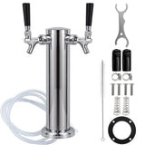 FERRODAY Kegerator Tower Dual Faucet Beer Tower Double Tap Beer Tower Dispenser Beer Tap Kegerator Parts Stainless Steel Tower Brass Faucet Stainless Core Pre-assembled Lines 3" Keg Tower Beer Keg Tap Ferroday
