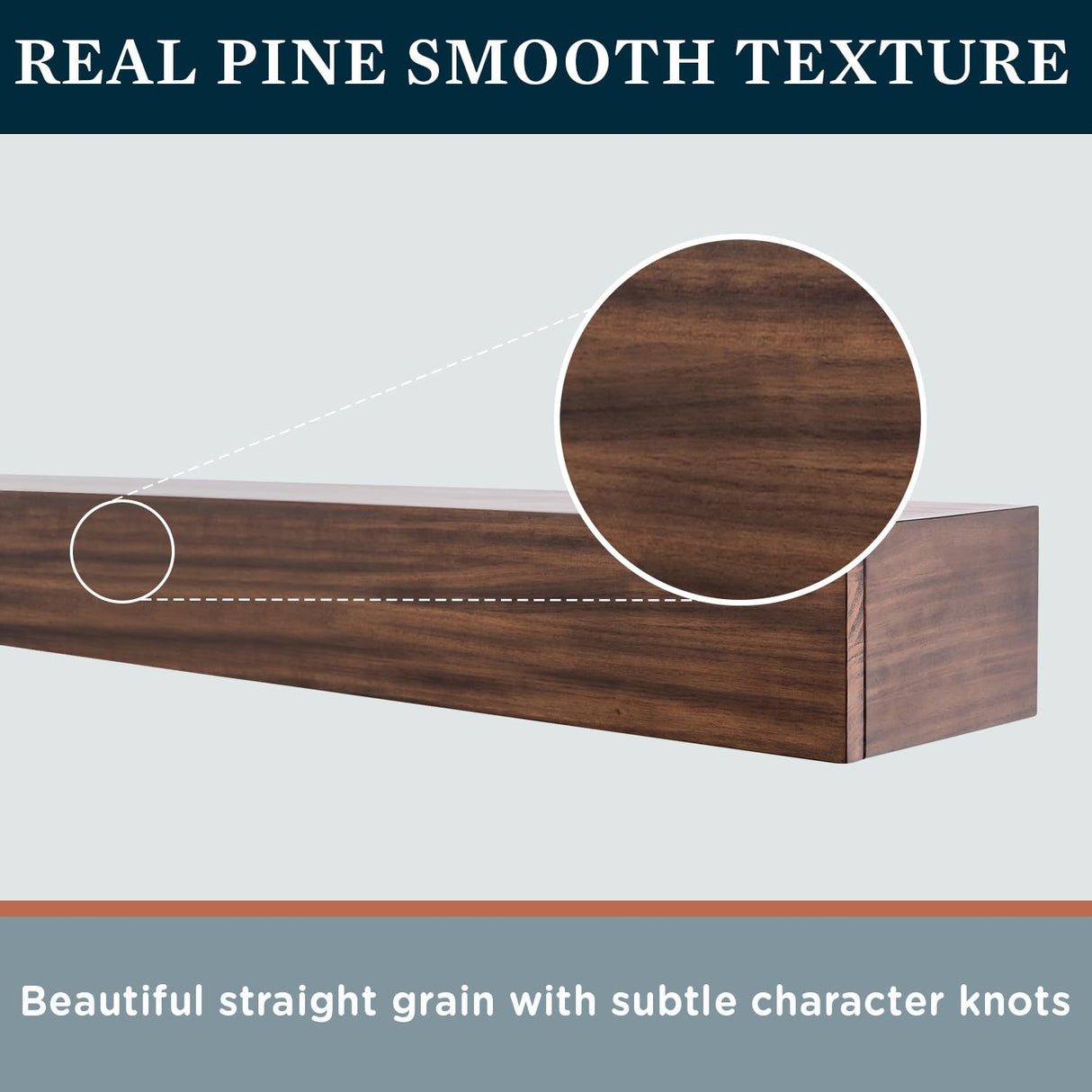 MANTELSDIRECT Houston Floating Wood Mantel Shelf with Hidden Storage Compartment - Mocha 60 Inch | Beautiful Wooden Rustic Shelf for TV Remotes, Controllers, and Décor MANTELSDIRECT