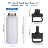 Volhoply 32oz Insulated Water Bottles Bulk 8 Pack with Straw Lid & Spout Lid,Stainless Steel Sports Water Bottle,Double Wall Vacuum Thermos,Leakproof Wide Mouth Metal Flask for Hiking,Camping(White,8) Volhoply